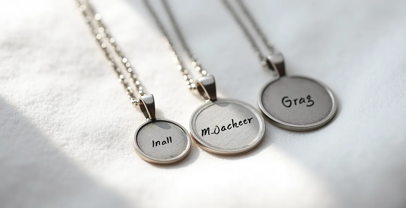 Comparaison visuelle de différentes typographies gravées sur médaillons de tailles variées