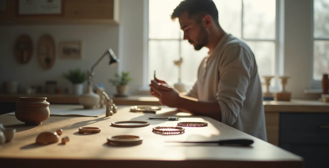 Processus de restauration d'une gravure sur jonc avec application minutieuse