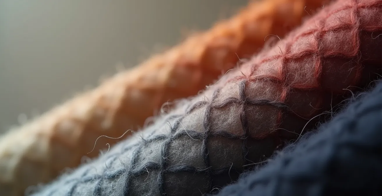 Texture macro de feutre de laine d'un chapeau artisanal français