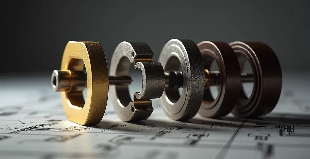 Vue détaillée du mécanisme de pivot d'une ceinture réversible montrant les points de contrainte